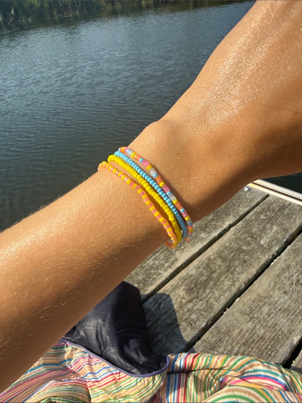 Handcrafted Blue and Multicolor Seed Bead Bracelet - Women Jewelry